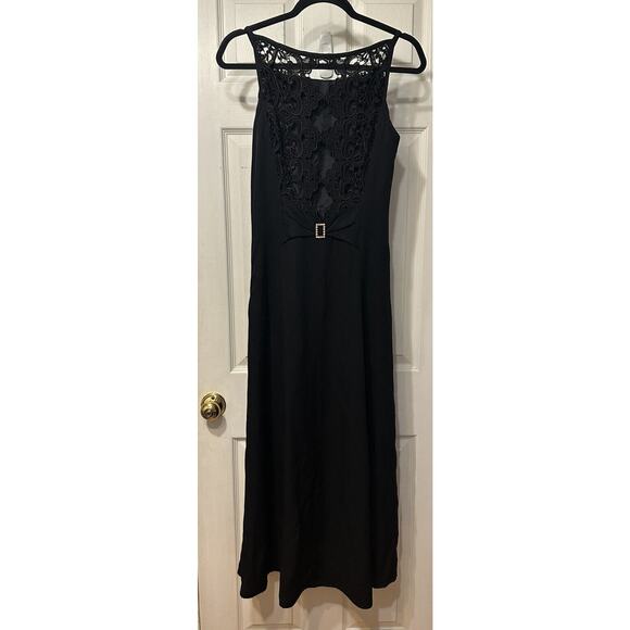 Scott McClintock Black Floor Length Vintage Back Lace Dress Size 10 - Picture 2 of 7